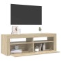 Mueble de TV con luces LED roble Sonoma 120x35x40 cm en Muebles TV | Comprar online en Foro24