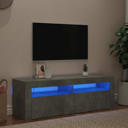 Mueble de TV con luces LED gris hormigón 120x35x40 cm en Muebles TV | Comprar online en Foro24