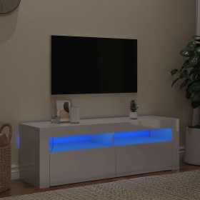 Mueble de TV con luces LED blanco brillante 120x35x40 cm