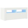 Mueble de TV con luces LED blanco 90x35x40 cm