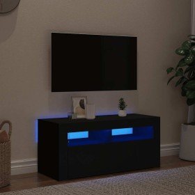 Mueble de TV con luces LED negro 90x35x40 cm
