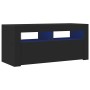 Mueble de TV con luces LED negro 90x35x40 cm