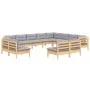 Garden furniture set 12 pieces and cushions solid pine wood by vidaXL, Garden sets - Ref: Foro24-3096874, Price: 934,10 €, Di...