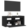 Mueble de TV con luces LED negro 90x35x40 cm
