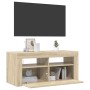 Mueble de TV con luces LED roble Sonoma 90x35x40 cm