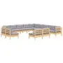 Garden furniture 13 pieces and cushions solid gray pine wood by vidaXL, Garden sets - Ref: Foro24-3096886, Price: 998,56 €, D...