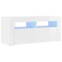 Mueble de TV con luces LED blanco brillante 90x35x40 cm