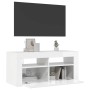 Mueble de TV con luces LED blanco brillante 90x35x40 cm
