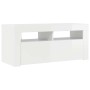 Mueble de TV con luces LED blanco brillante 90x35x40 cm