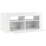 Mueble de TV con luces LED blanco brillante 90x35x40 cm