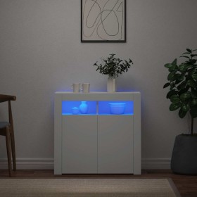 Aparador con luces LED gris brillante 80x35x75 cm