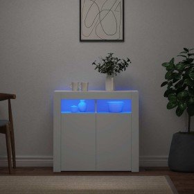 Aparador con luces LED gris brillante 80x35x75 cm Aparador con luces LED gris brillante 80x35x75 cm