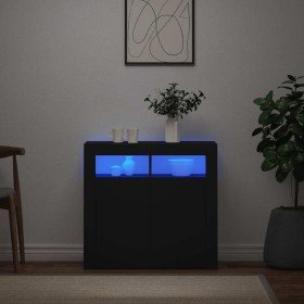 Aparador con luces LED negro 80x35x75 cm