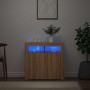 Aparador con luces LED roble Sonoma 80x35x75 cm