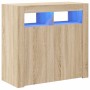 Aparador con luces LED roble Sonoma 80x35x75 cm