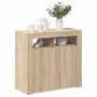 Aparador con luces LED roble Sonoma 80x35x75 cm