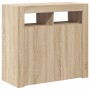 Aparador con luces LED roble Sonoma 80x35x75 cm