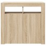 Aparador con luces LED roble Sonoma 80x35x75 cm