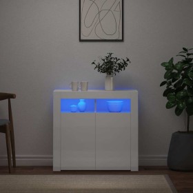 Aparador con luces LED blanco brillante 80x35x75 cm