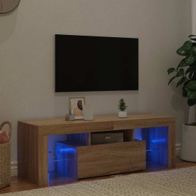 Mueble de TV con luces LED roble Sonoma 120x35x40 cm