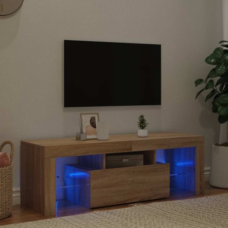 Mueble de TV con luces LED roble Sonoma 120x35x40 cm en Muebles TV | Comprar online en Foro24