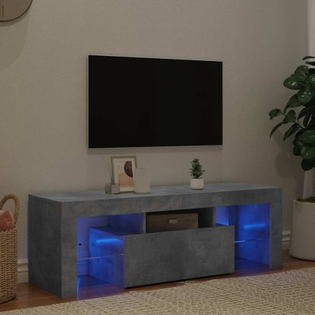 Mueble de TV con luces LED gris hormigón 120x35x40 cm en Muebles TV | Comprar online en Foro24