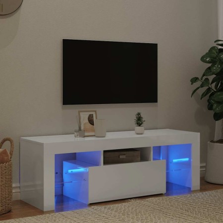 Mueble de TV con luces LED blanco brillante 120x35x40 cm en Muebles TV | Comprar online en Foro24