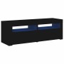 Mueble de TV con luces LED negro 120x35x40 cm