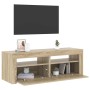Mueble de TV con luces LED roble Sonoma 120x35x40 cm
