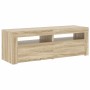 Mueble de TV con luces LED roble Sonoma 120x35x40 cm
