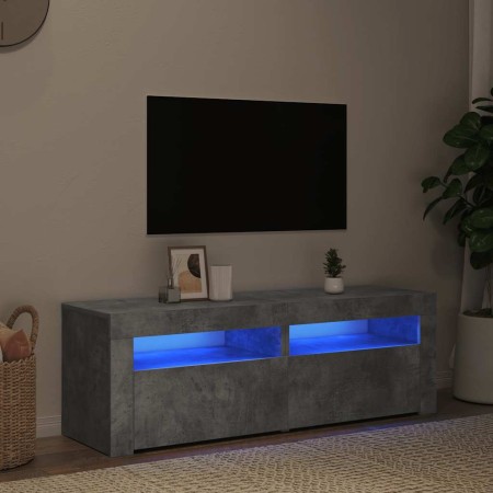 Mueble de TV con luces LED gris hormigón 120x35x40 cm en Muebles TV | Comprar online en Foro24