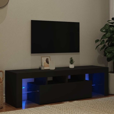 Mueble de TV con luces LED negro 140x36,5x40 cm
