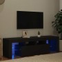 Mueble de TV con luces LED negro 140x36,5x40 cm