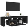 Mueble de TV con luces LED negro 140x36,5x40 cm