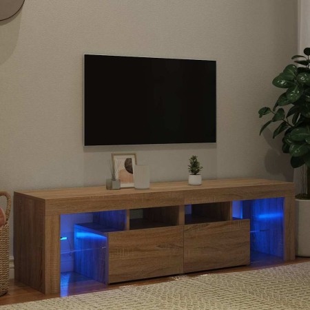 Mueble de TV con luces LED color roble Sonoma 140x36,5x40 cm