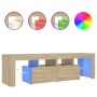 Mueble de TV con luces LED color roble Sonoma 140x36,5x40 cm