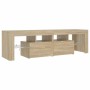 Mueble de TV con luces LED color roble Sonoma 140x36,5x40 cm