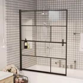 Black 116x140 cm tempered glass shower screen by vidaXL, shower doors - Ref: Foro24-150751, Price: 148,65 €, Discount: %