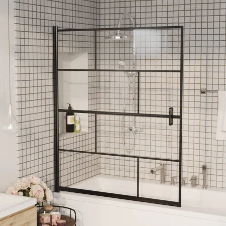 Mampara de ducha ESG negro 116x140 cm de vidaXL, Puertas de ducha - Ref: Foro24-150751, Precio: 148,65 €, Descuento: %