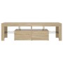 Mueble de TV con luces LED color roble Sonoma 140x36,5x40 cm
