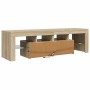 Mueble de TV con luces LED color roble Sonoma 140x36,5x40 cm
