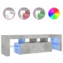 Mueble de TV con luces LED gris hormigón 140x36,5x40 cm
