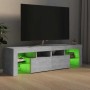 Mueble de TV con luces LED gris hormigón 140x36,5x40 cm