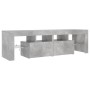 Mueble de TV con luces LED gris hormigón 140x36,5x40 cm