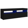 Mueble de TV con luces LED negro 120x35x40 cm