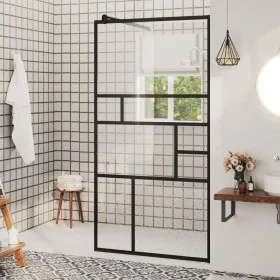 Accessible shower screen clear ESG glass black 80x195 cm by vidaXL, Shower walls and screens - Ref: Foro24-150752, Price: 157...