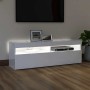 Mueble de TV con luces LED blanco brillante 120x35x40 cm