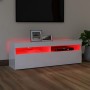 Mueble de TV con luces LED blanco brillante 120x35x40 cm