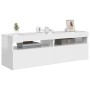 Mueble de TV con luces LED blanco brillante 120x35x40 cm