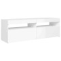 Mueble de TV con luces LED blanco brillante 120x35x40 cm